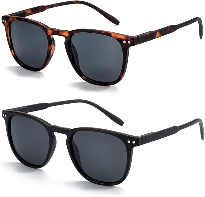 ZENOTTIC Polarized Sunglasses for Women Men: Retro Shades Round | Square Frame UV Protection 2 Pack