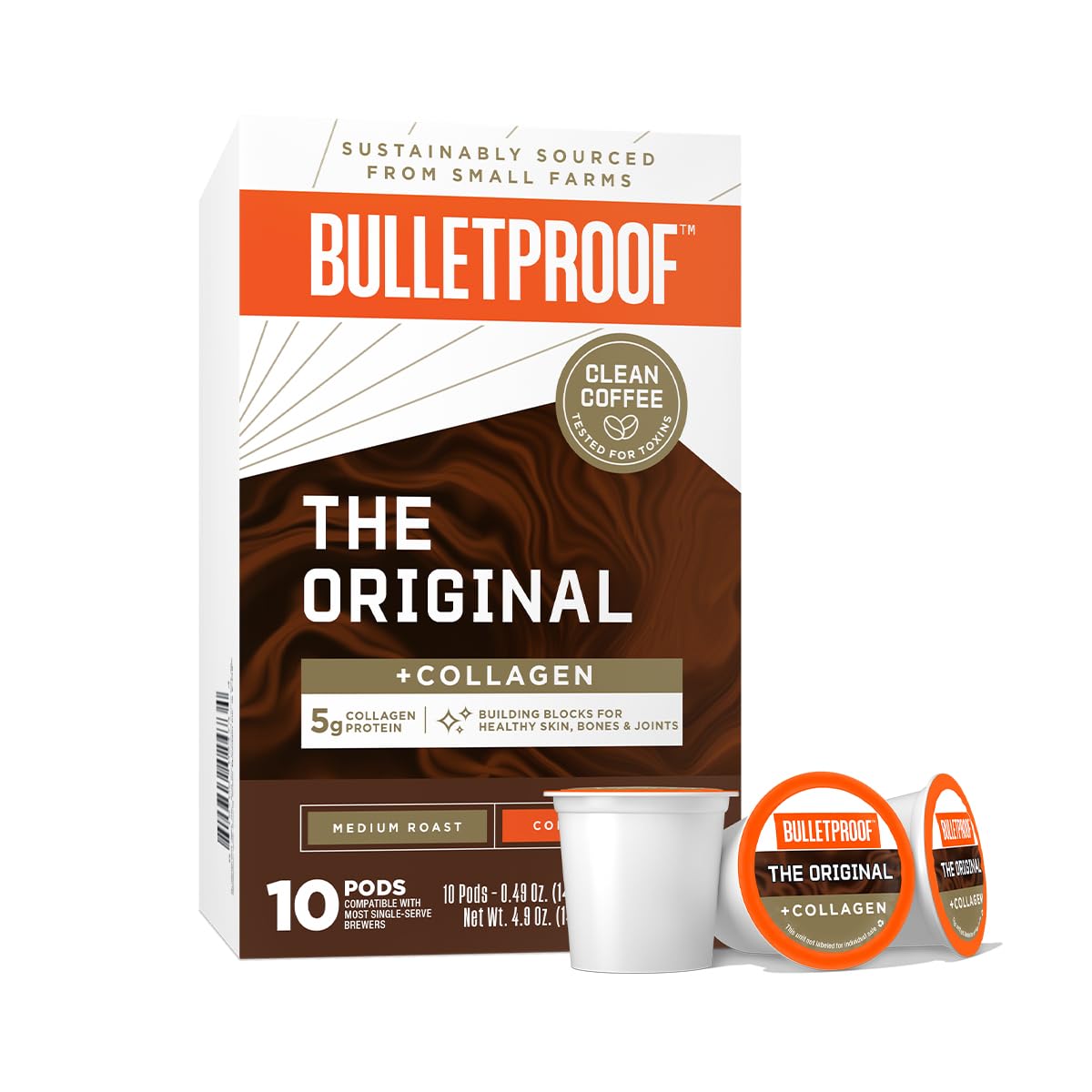 Bulletproof The Original + Collagen Single-Serve Coffee Pods, 10 Count, 100% Arabica Coffee Sourced from Central and South Ameri