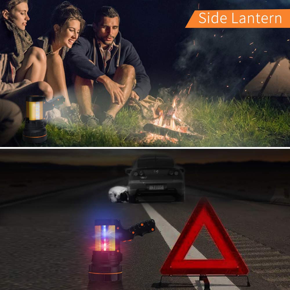 GEPROSMA F20 Super Bright Cordless Handheld Spotlight, Rechargeable LED Flashlight, Aluminum Alloy, Black Golden Color