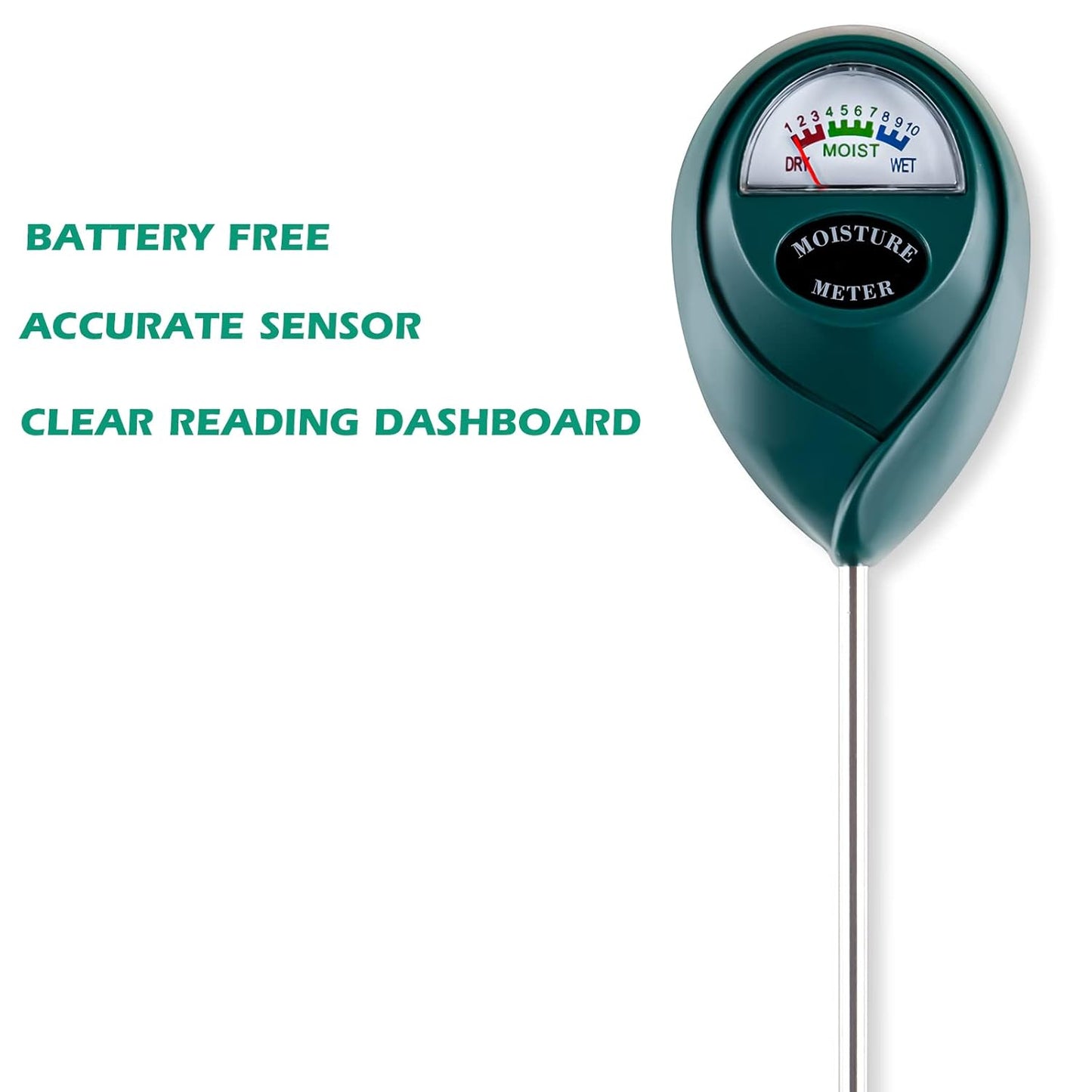 Tennedriv Green 2 Pack Soil Moisture Meter for House Plants, Plant Water Meter,Plant Moisture Meter for House Plants and Outdoor Plants, No Batteries Required