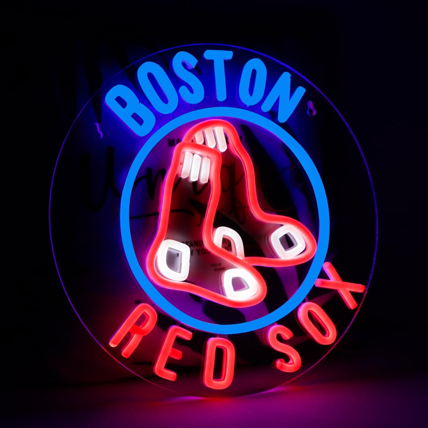 Wonderfullife Red Sox Neon Sign For Boston Baseball Team Logo Led Neon Lights For Sports Man Cave Bar Office Or Living Room Decor Perfect Gifts For Mlb Fans.