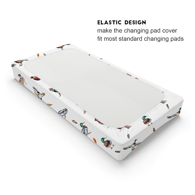 Country Duck Pheasant Baby Changing Pad Cover Wild Ducks Birds Feathers Baby Diaper Changing Table Sheets for Boy Girl Soft Breathable Stretch Fitted Diaper Change Table Pad Mats Covers 32''x16''