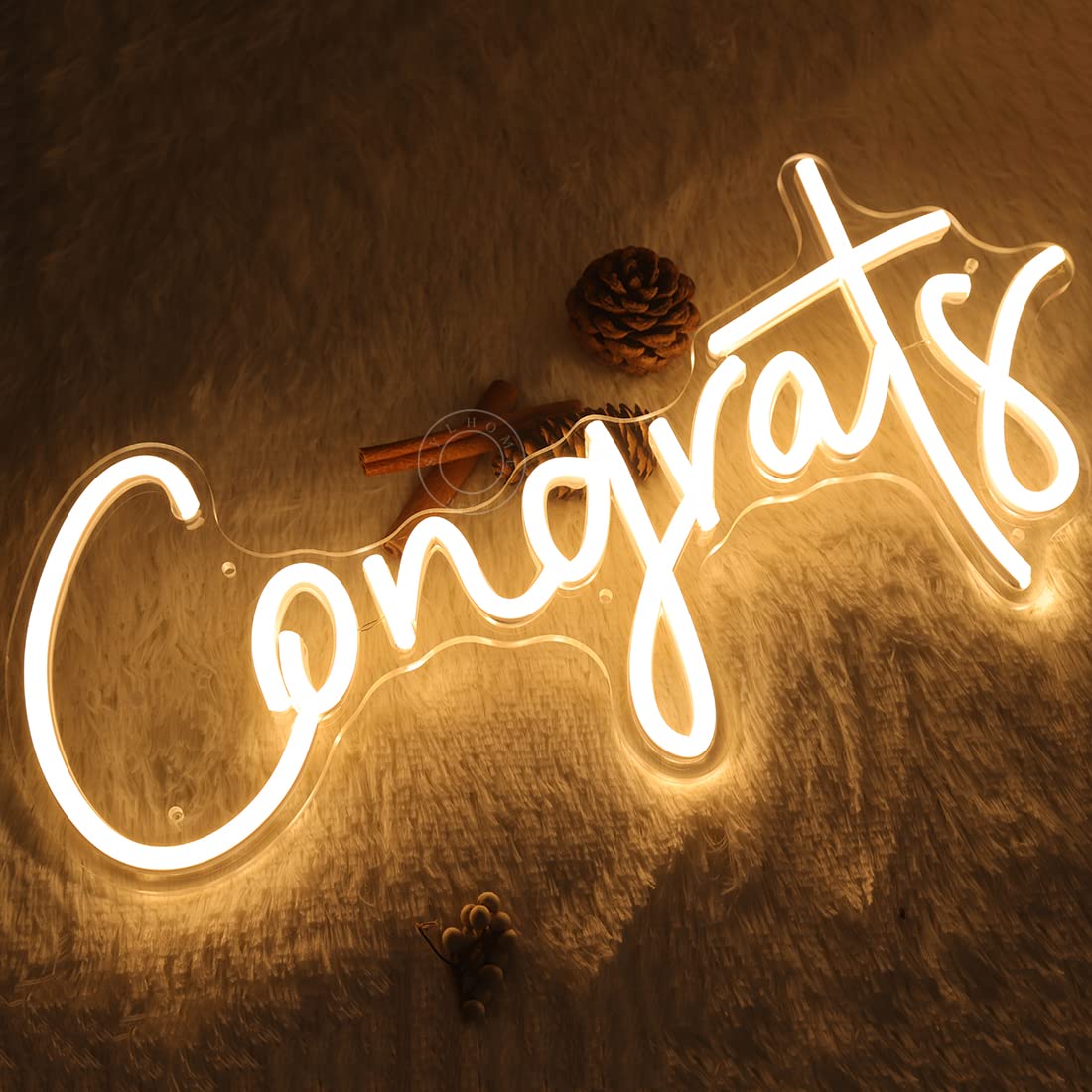 Sylhome Led Neon Light Sign - Congrats For Wedding/Birthday/Graduation - Warm White - 15.8 X 7.4 - Indoor Decor - Model Ns-Rc5Vd
