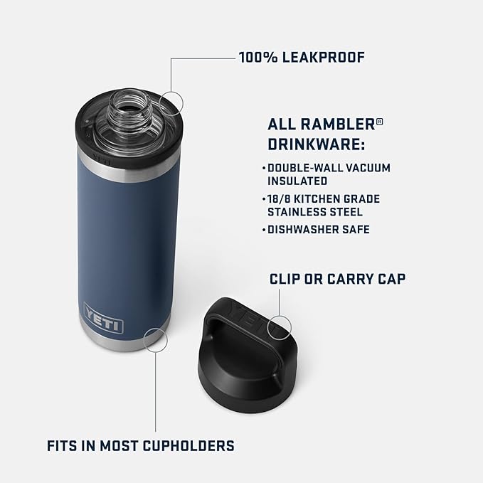 YETI Rambler 18 oz Bottle, Leakproof, Vacuum Insulated, Stainless Steel with Chug Cap, Wetlands Brown