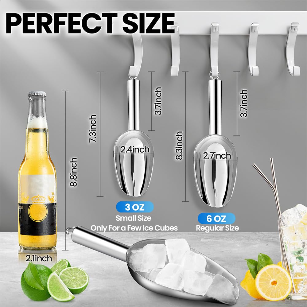 OLESBUR Premium Ice Scoop for Freezer - Multipurpose Metal Ice Scoop for Ice Machine - Stainless Steel Small Ice Scooper for Ice Bucket - Kitchen Gadgets Cookie Flour Pet Dog Food Scoop (3oz)