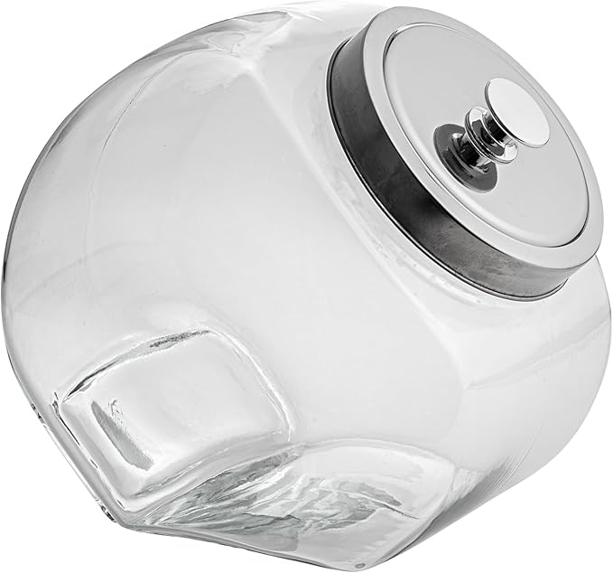 Restaurantware Vetri 1 Gallon Penny Jar 1 Durable Candy Jar - With Wide Spout Chrome Lid Clear Glass Cookie Jars For Kitchen Counter Dishwashable