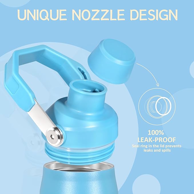 Water Bottle 24 OZ Angled Spout Lid Lightweight & Leakproof for Travel & Sports Insulated Stainless Steel BPA-Free (Orange, 24oz)