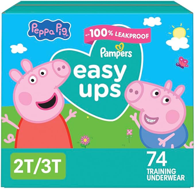 Pampers Training Pants - Easy Ups Girls & Boys - Size 2T-3T, 74 Count, Peppa Pig Potty Underwear (Packaging May Vary)
