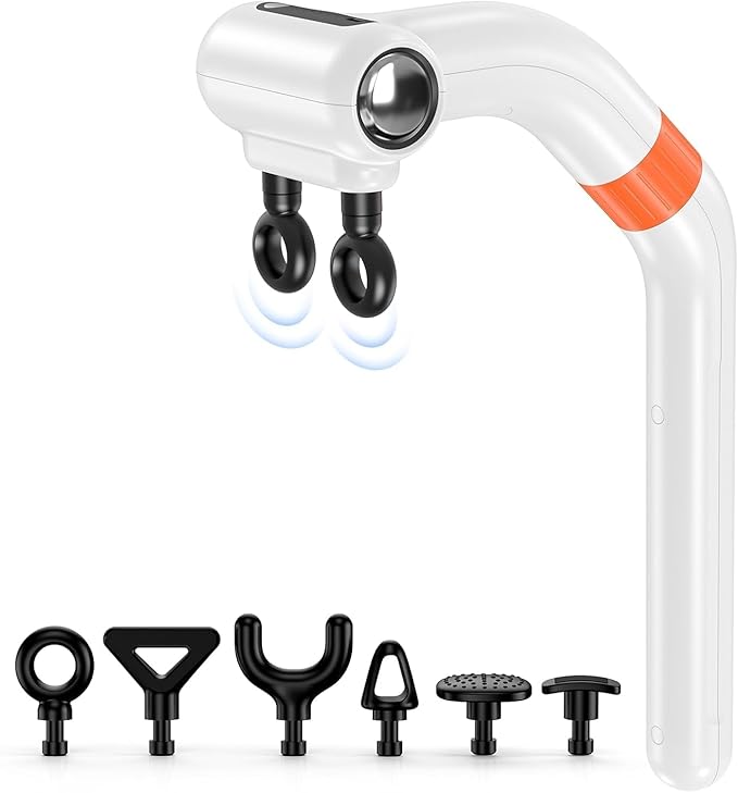 LC-HZLJ Dual-Head Massage Gun Deep Tissue with 3-in-1 Detachable Extension Handle, Handheld Percussion Back Massager for M...