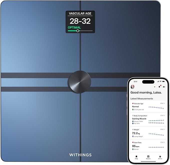 WITHINGS Body Comp - Scale for Body Weight and Complete Body Analysis, Wi-Fi & Bluetooth, Baby Digital Scale, Accurate Vis...