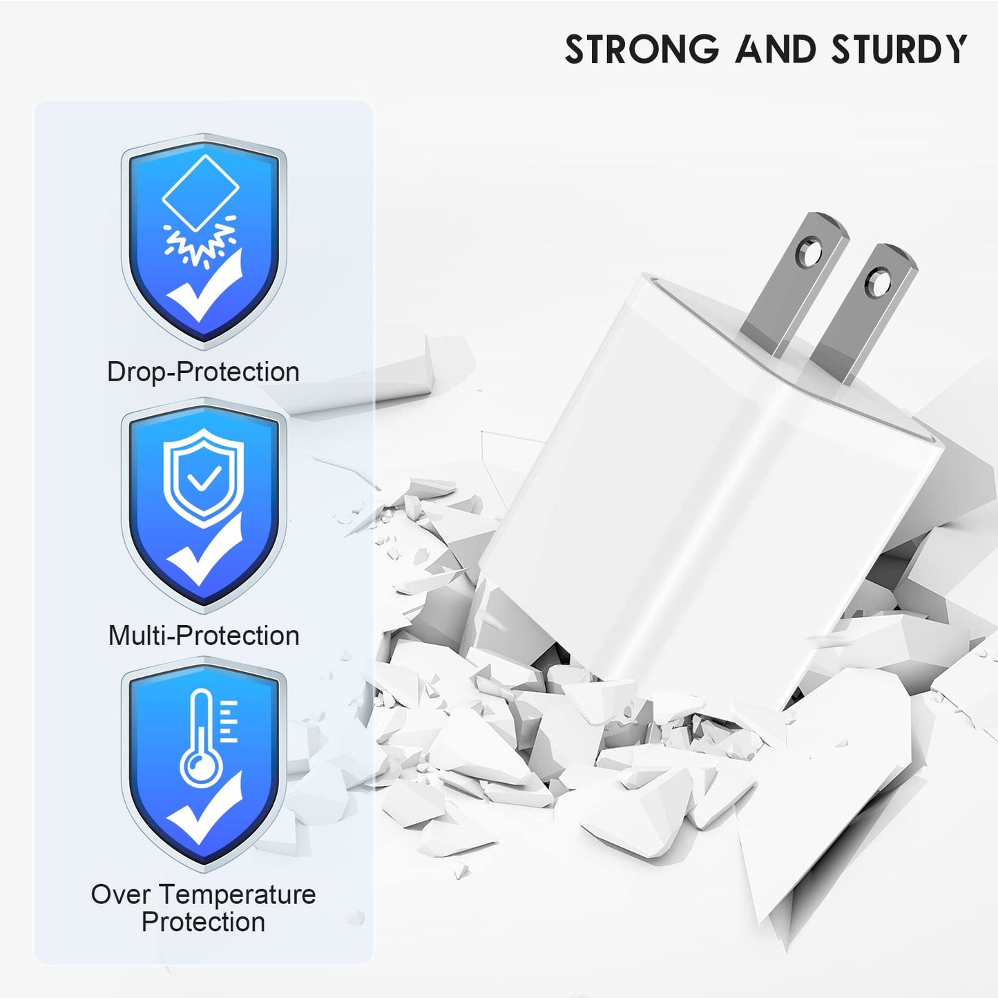 Usb Charger Block 5V 2.4A,Cabepow Dual A Port Charging Blocks,Usb Wall Charger Plug Power Adapter Cube For Apple Iphone 16 15 14