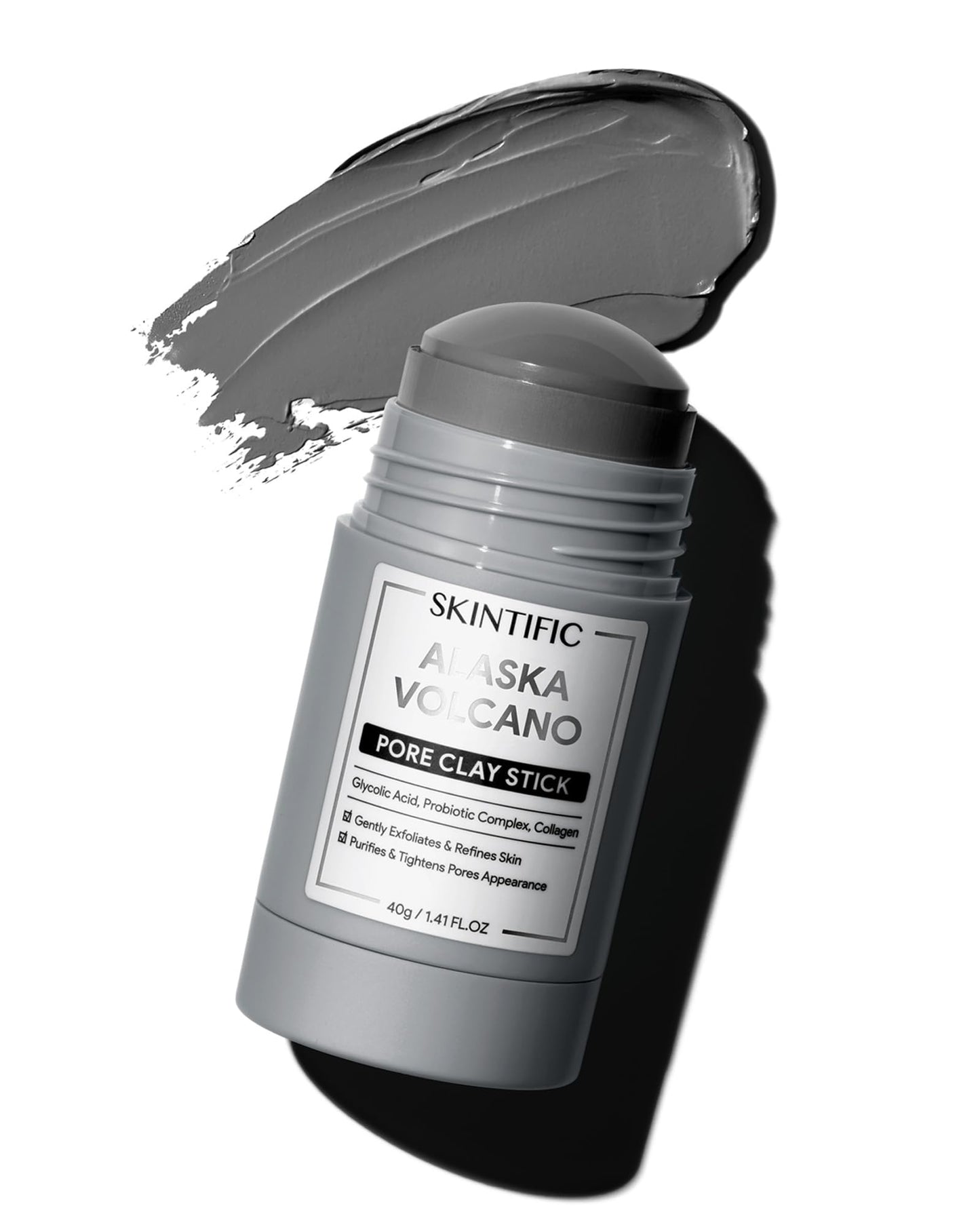 SKINTIFIC Blackhead Remover Face Mask with Alaska Volcano Clay and Charcoal, Deep Pore Cleansing Mark, Gentle Exfoliating, Smoot