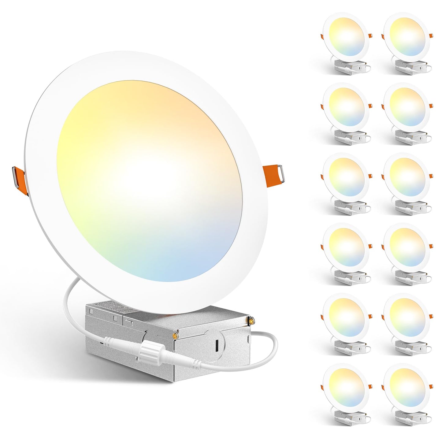 Amico Ultra-Thin LED Recessed Ceiling Light, 7 Inch, 15W, 1300LM, Dimmable, White, Model HS-STC512WH