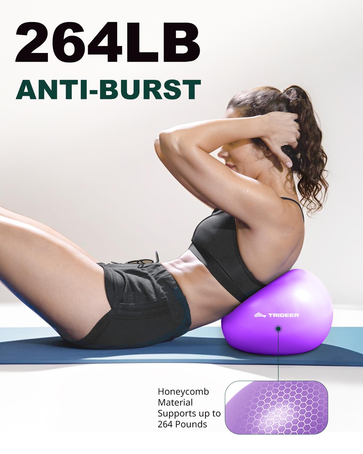 Trideer 9-Inch Pilates Exercise Ball for Yoga & Core Training, Small Stability Ball with Guide for Physical Therapy, Balance, Stretching, Gym and Home Use