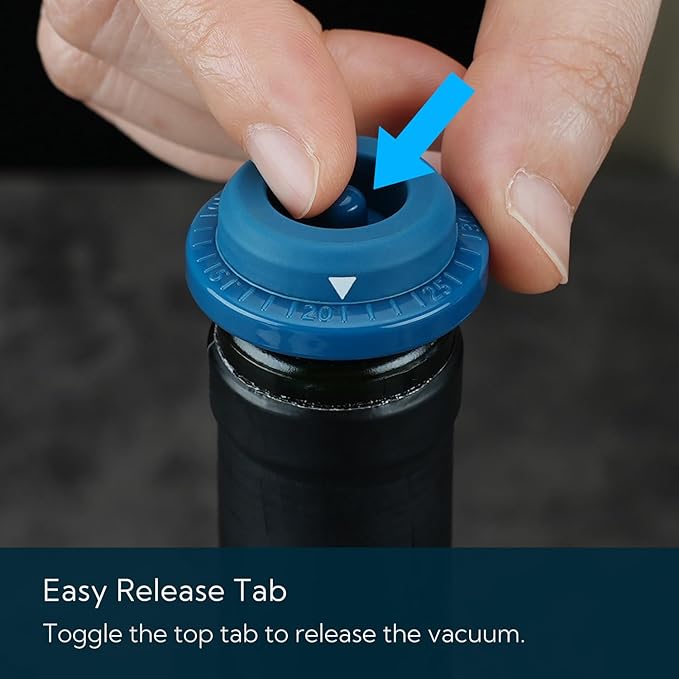 KITCHENDAO Wine Saver Vacuum Stoppers for Wine Bottles,Keep Wine Fresh for Up to a Week with Airtight Seal,Suitable for KITCHENDAO Wine Saver Pump,Set of 4 (Blue)