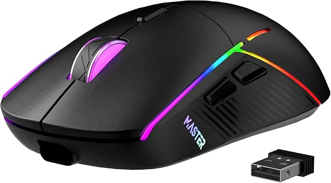 FFJ Wireless Gaming Mouse, 24000 DPI, Tri-Mode 2.4G/USB-C/Bluetooth 5.3 Gaming Mouse Wireless, RGB Programmable Mouse Game...