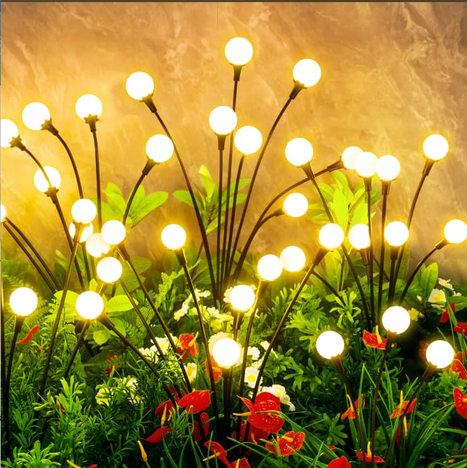 Vignuto Solar Lights Outdoor 80LED Waterproof 10 Packs Firefly Model Yellow