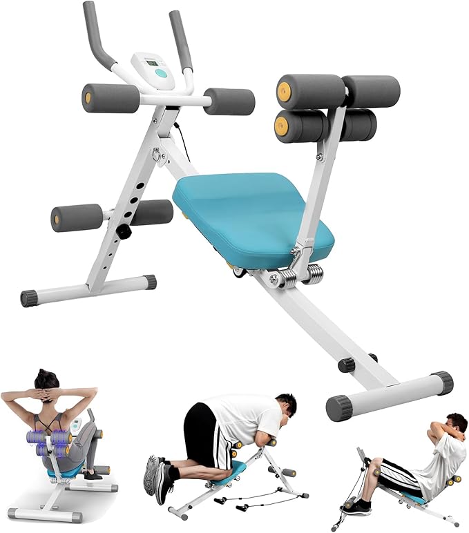 sxvbdway Ab Machine for Stomach Workout Exercise Equipment with LCD Data Display Screen, Thickened Foam Handle 5 Levels He...