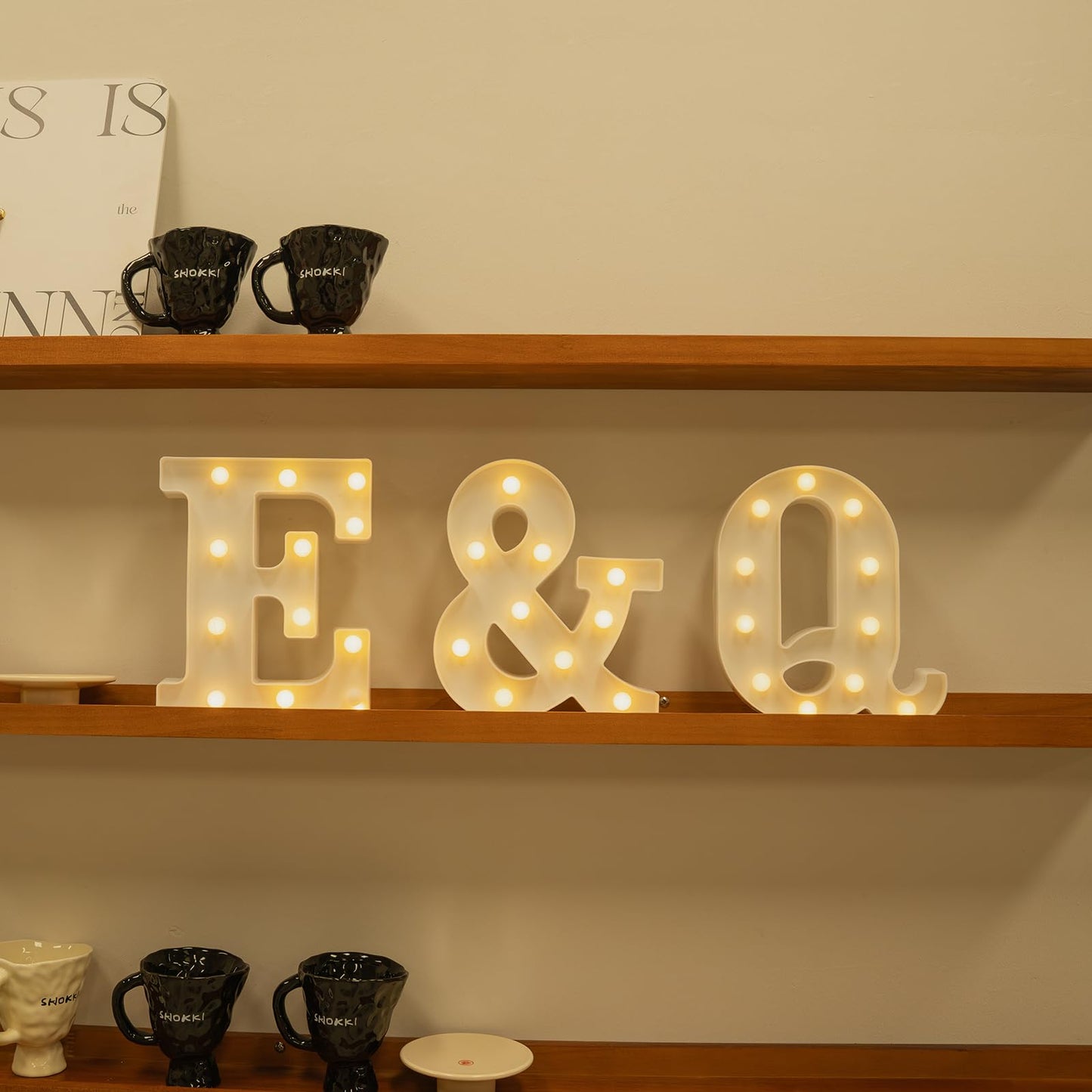 Foaky Rechargeable LED Letter Lights Sign Marquee Night Light, Q Size, Warm-Rechargeable, Plastic, for Wedding/Birthday Party Decor