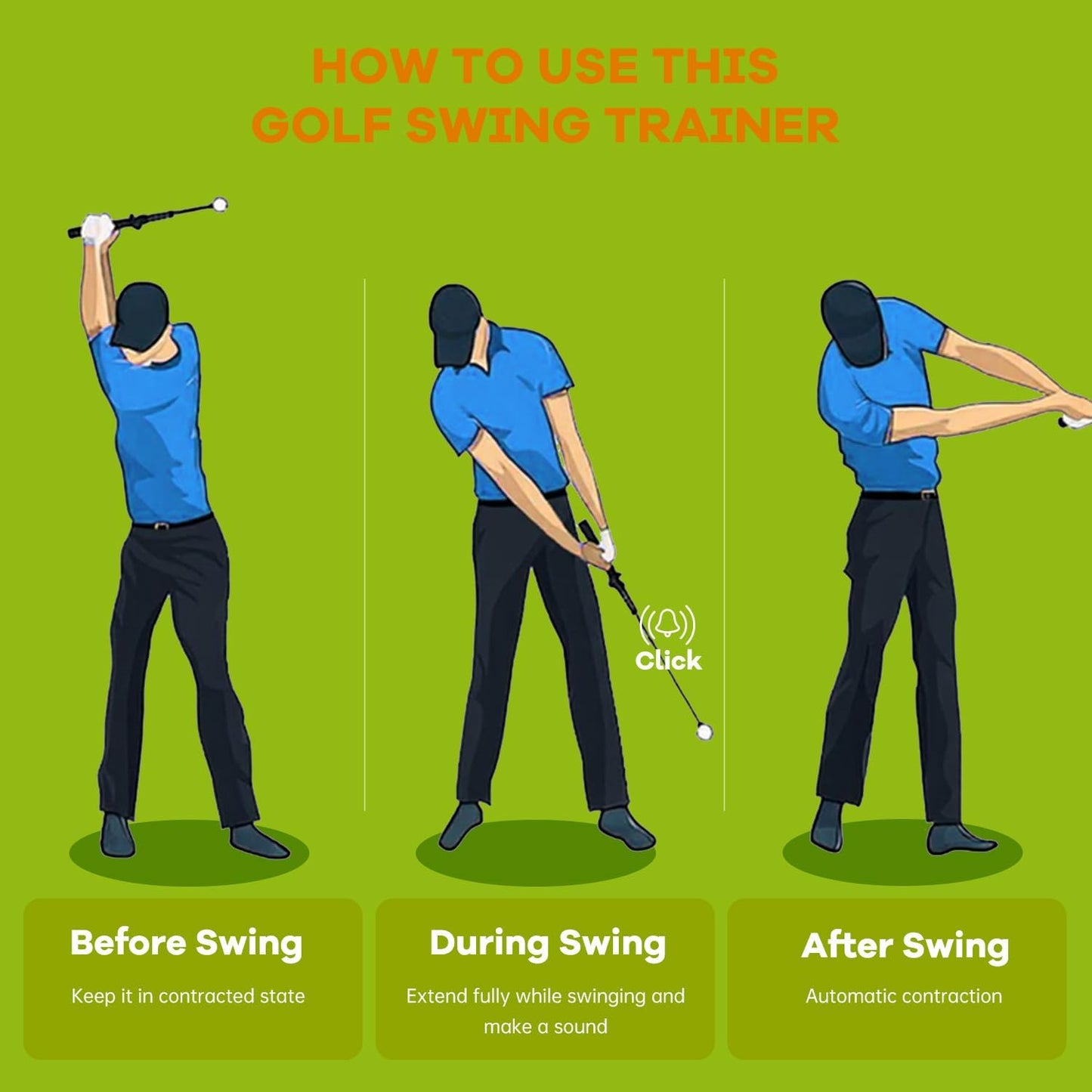 Retractable Golf Swing Trainer,Warm-Up Golf Training Aid,Golf Grip Trainer,Right-Handed Strength & Tempo Training for Chipping Hitting,Golf Accessories for Men