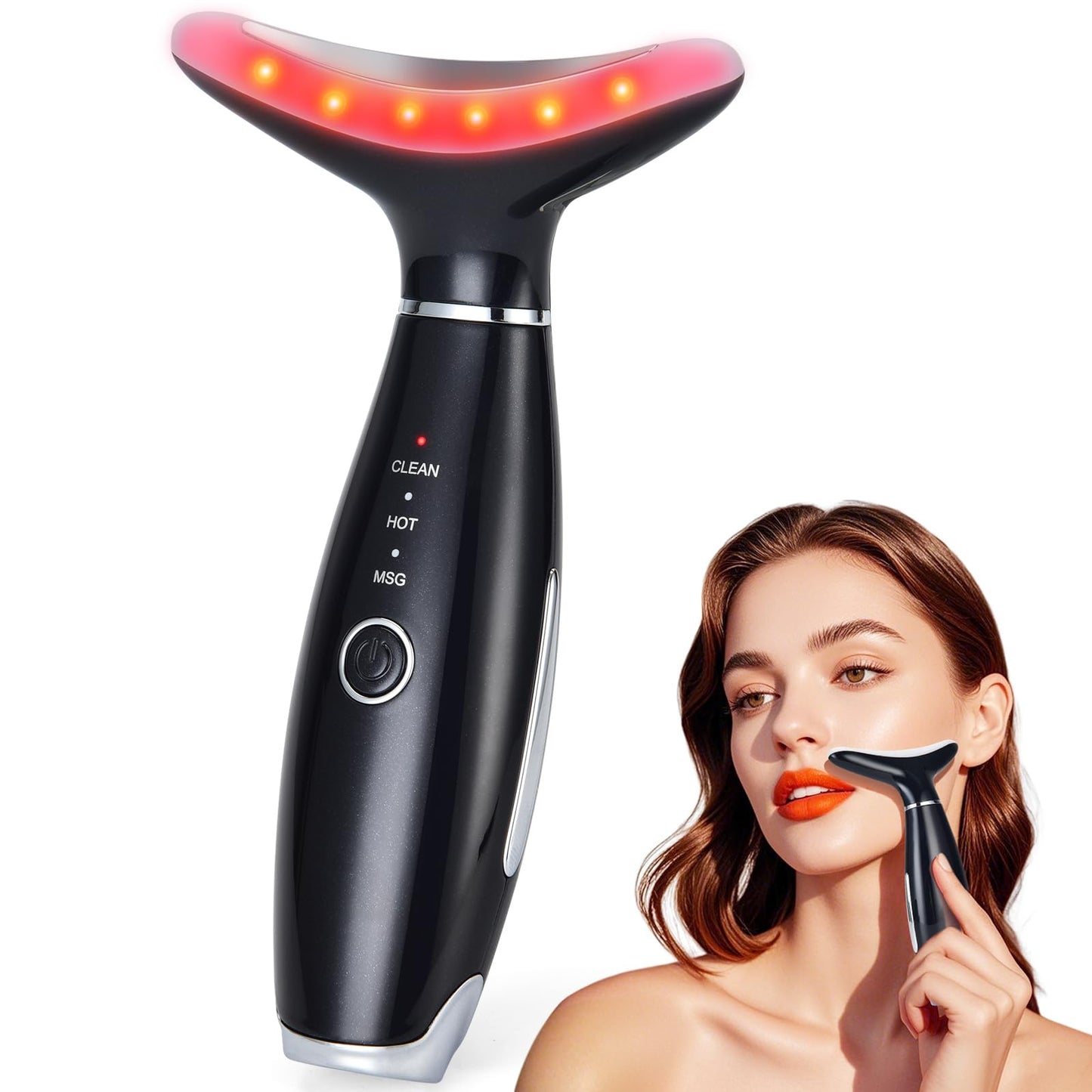 LATME Facial Massager,Neck Face Massager Tool,3 Mode Massage with Heat,Portable Beauty Instrument for Skin Care Women Gift (Blac