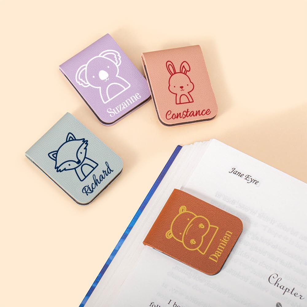 CALLIE Personalized Magnetic Bookmark Clip – Custom Name Reading Gifts for Book Lovers, Birthday Teacher's Day Christmas for Bookworm Gifts (Cute Animal)