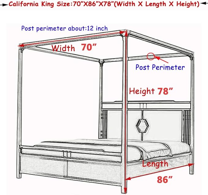 Elegant Modern Linen-Sheer Princess 4 Corner Post Mosquito Net Romantic for Girls Women Bed Curtain Canopy for Adult Wedding Bedroom Kids Rooms Decoration (Type4-White, California King)