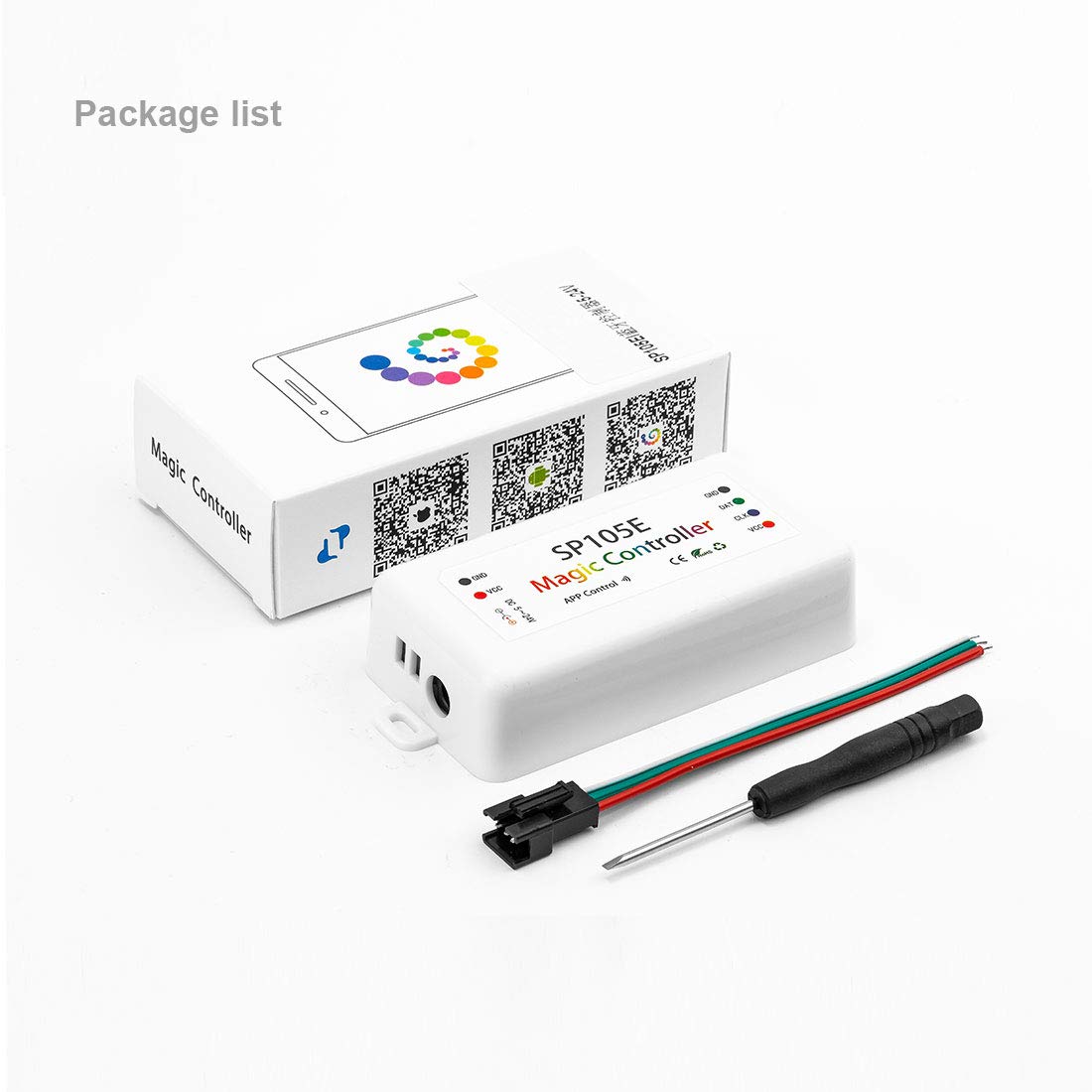 Btf-Lighting Wireless Bluetooth Controller Sp105E For Ws2811 Ws2812B Led Strips - Bluetooth, Plastic, Ios/Android Compatible