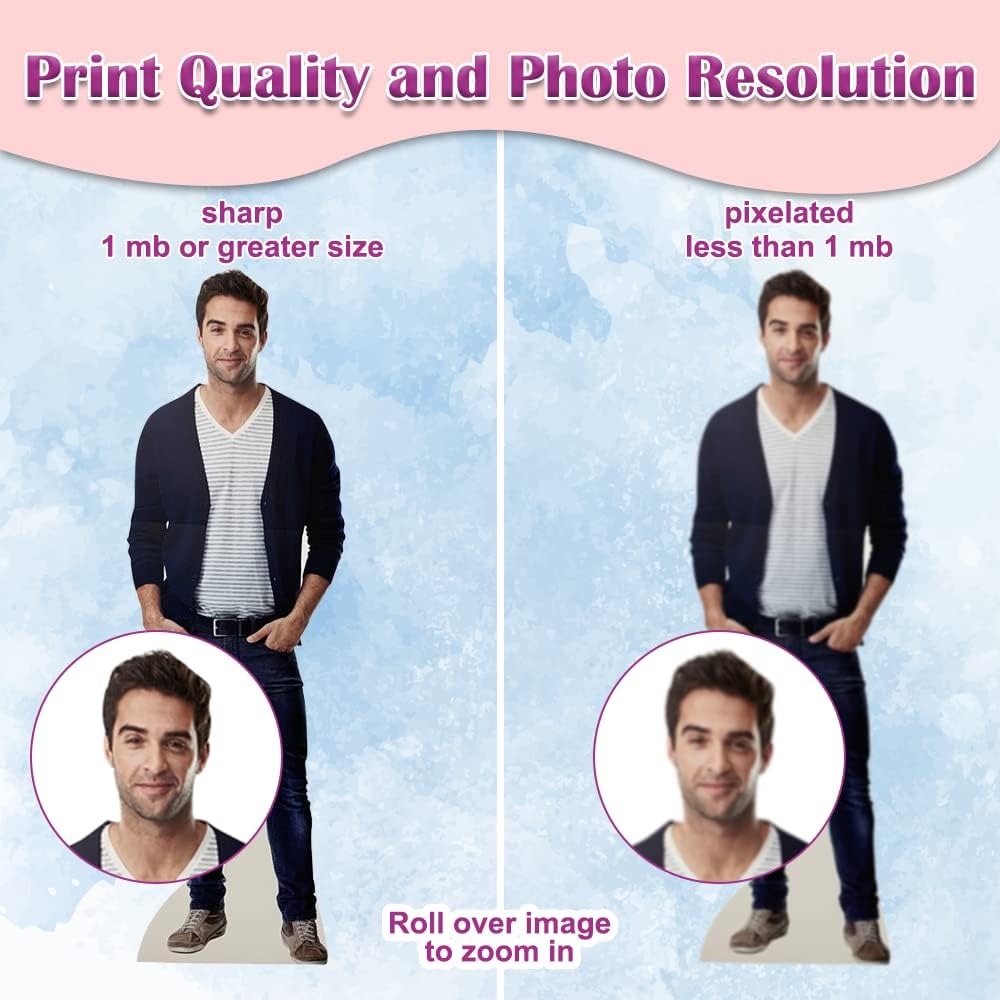 Custom Life Size Cardboard Cutout - Personalized High Resolution Stand Up Custom Cutout Upload Your Own Photo - Perfect for Wedding & Birthday, 1ft to 6ft (Cardboard), Multi Color