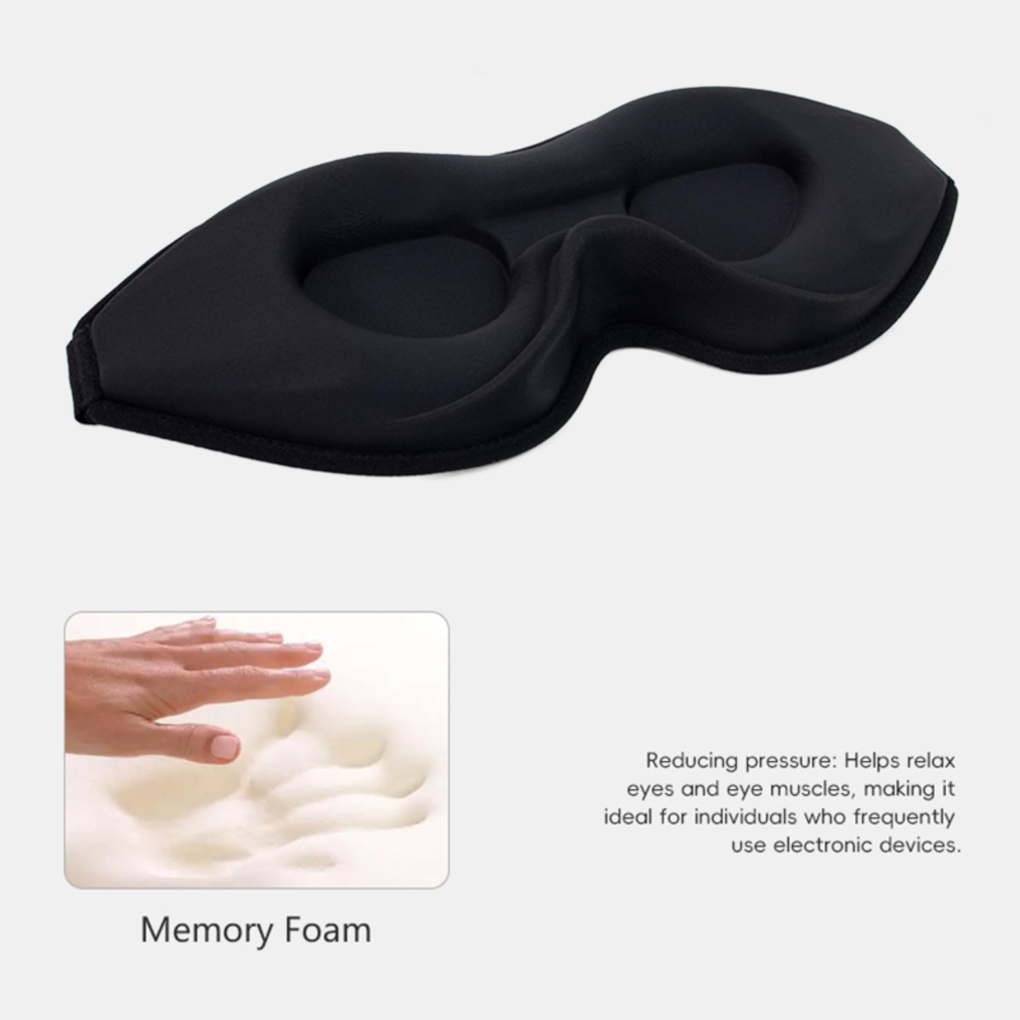 BAOOOHEE 3D Eye Mask Sleep Mask for Men & Women,100% Light Block-Out Eye Mask for Sleep with Easy Adjustable Strap, Night Eye Cover for Travel, Black