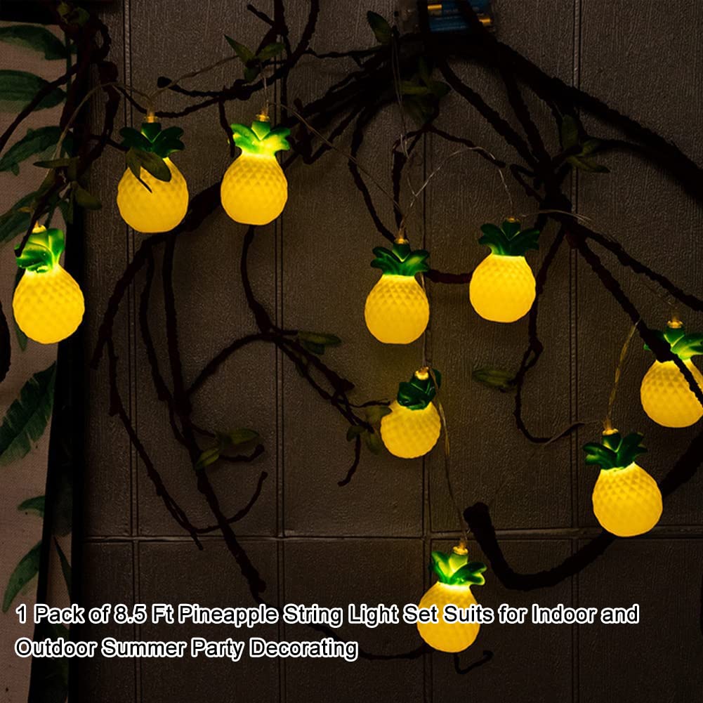 Abeja Pineapple String Lights, 8.5Ft Copper Fairy Lights, 10 Pineapple Decorations, Tropical Theme for Summer Patio, Home, Camping, Bars