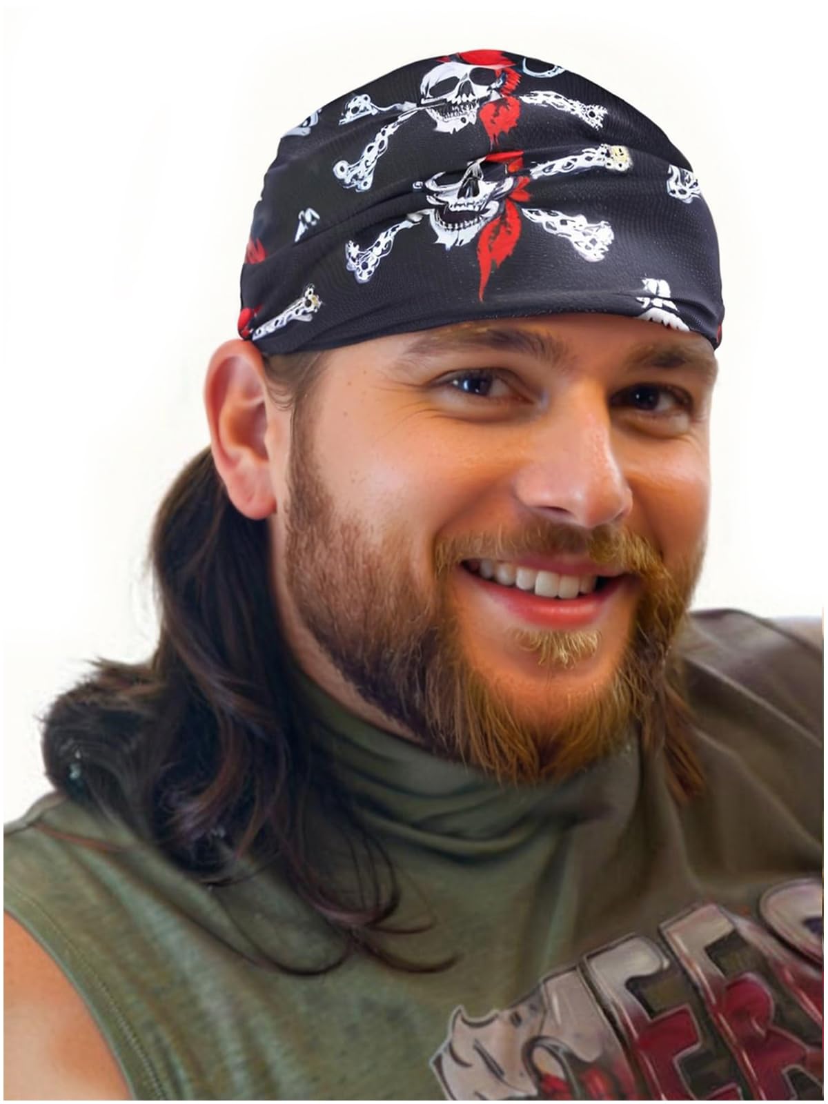 Cariniss Mullet Wig for Men,Mullet Costume Wig Pirate Hat, One Size (Black)