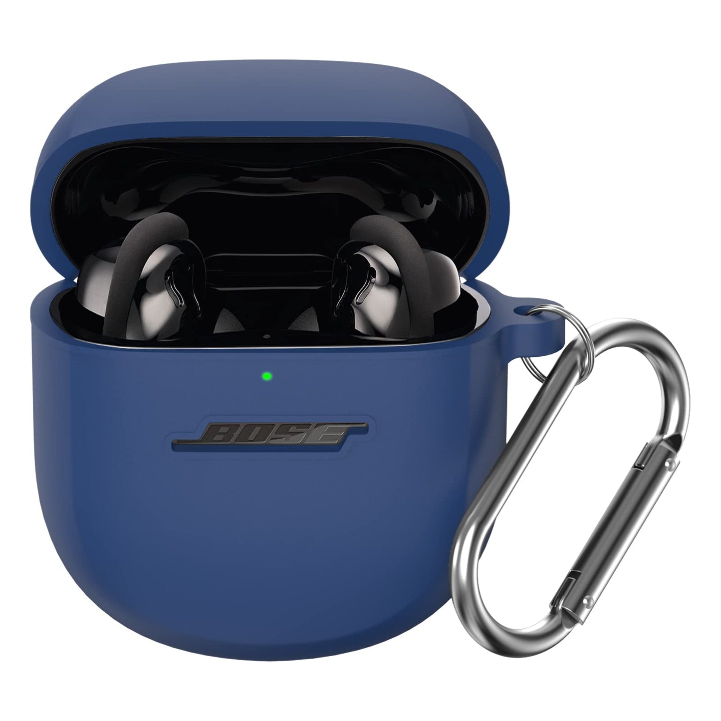 Bose QuietComfort Earbuds II Case(2022)  WOFRO Silicone Protective Skin Cover for New Bose QuietComfort Earbuds 2 Accessories with Carabiner (Blue)-New