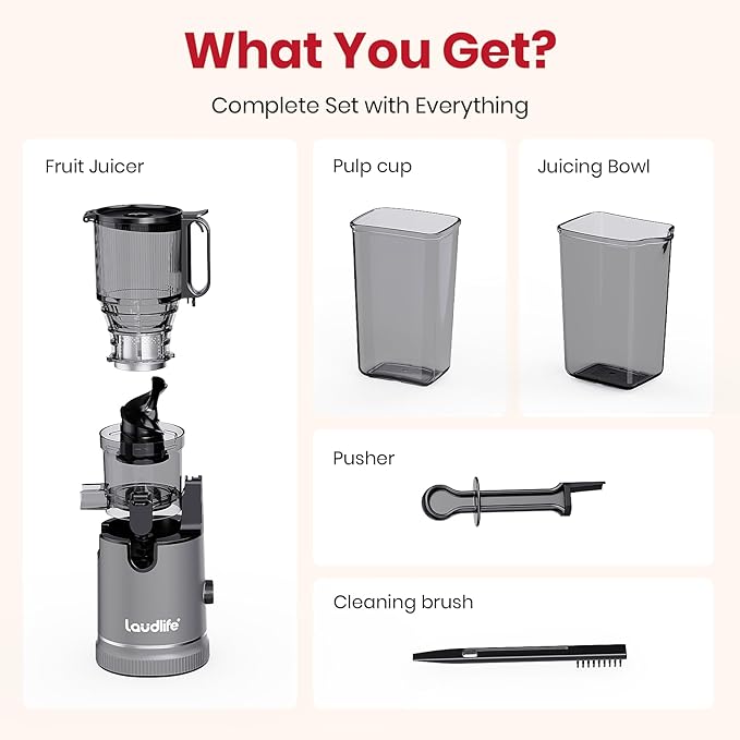 ZeroPrep Cold Press Juicer Machine, 5.9" Wide Feed Chute Juice Extractor, 80 oz Large Hopper, Easy to Clean & High Juice Yield, BPA Free, Slow Masticating Juicer for Whole Fruits & Vegetables