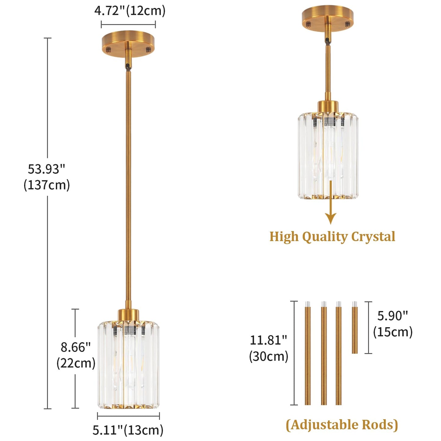 Zsmihdoh 2 Pack Pendant Lights Kitchen Island  Modern Gold Crystal Pendant Lighting  Kitchen Hanging Light Fixtures Mini Chandelier Pendant Lighting For Island Dining Room Hallway
