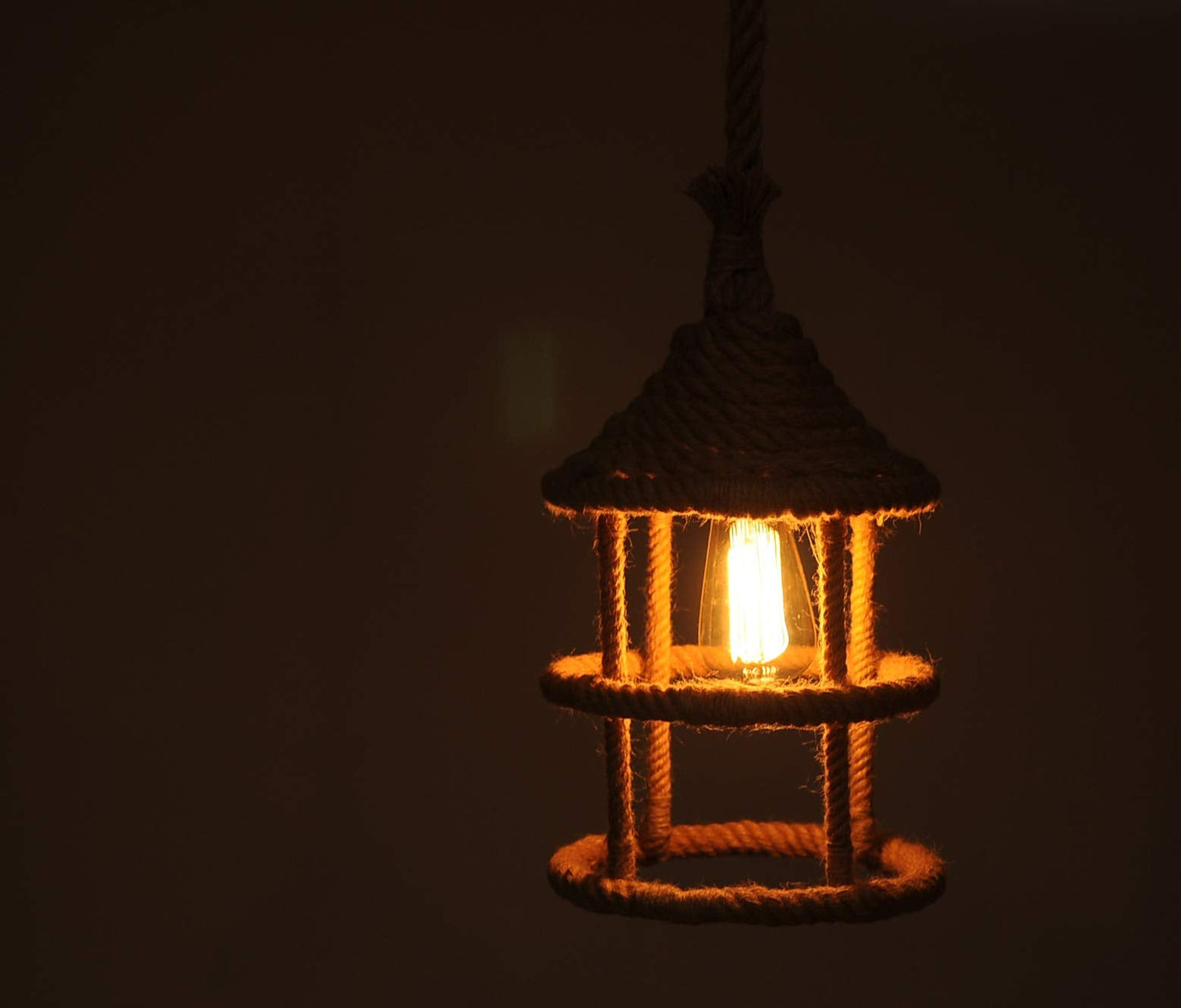 Homeroots Pendant Lamp, 47-Inch Rope Design, Iron Construction, Modern Lighting Fixture