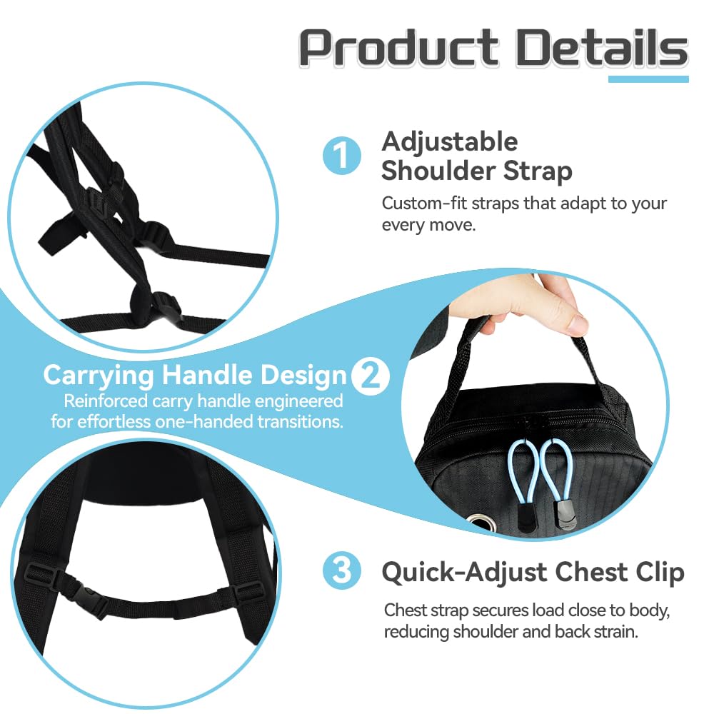 Portable Oxygen Tank Backpack for A, B(M6), C(M9), D, M2, Ml6, M7 Size Oxygen Cylinders, Durable Oxford Material with Chest Strap & Four Outlet Holes, Wheelchair Bag for Travel, Storage & Carry