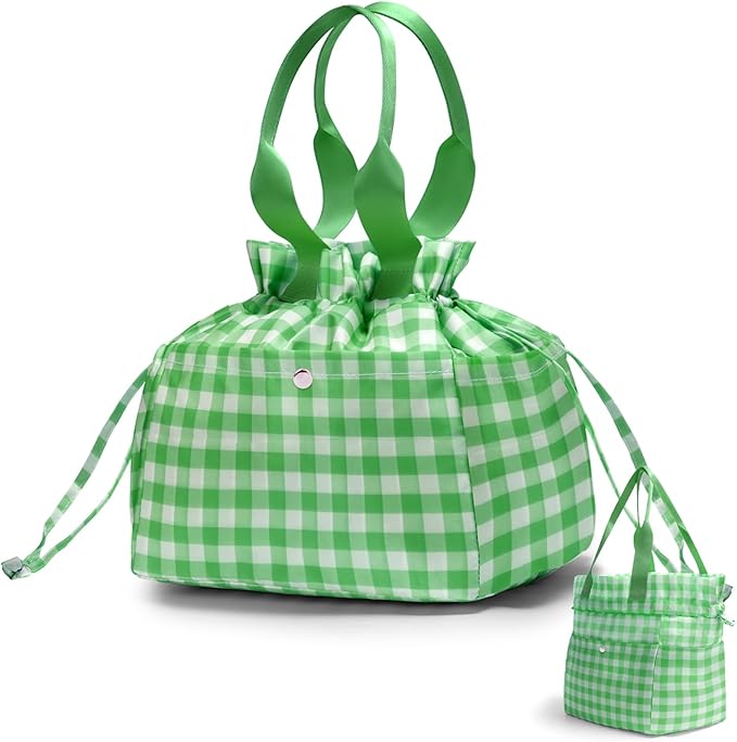 MEXS Lunch Bag for Women Reusable Drawstring Insulated Lunch Box Stain-Resistant Large Cinch Closure Lunch Bags for Work Office