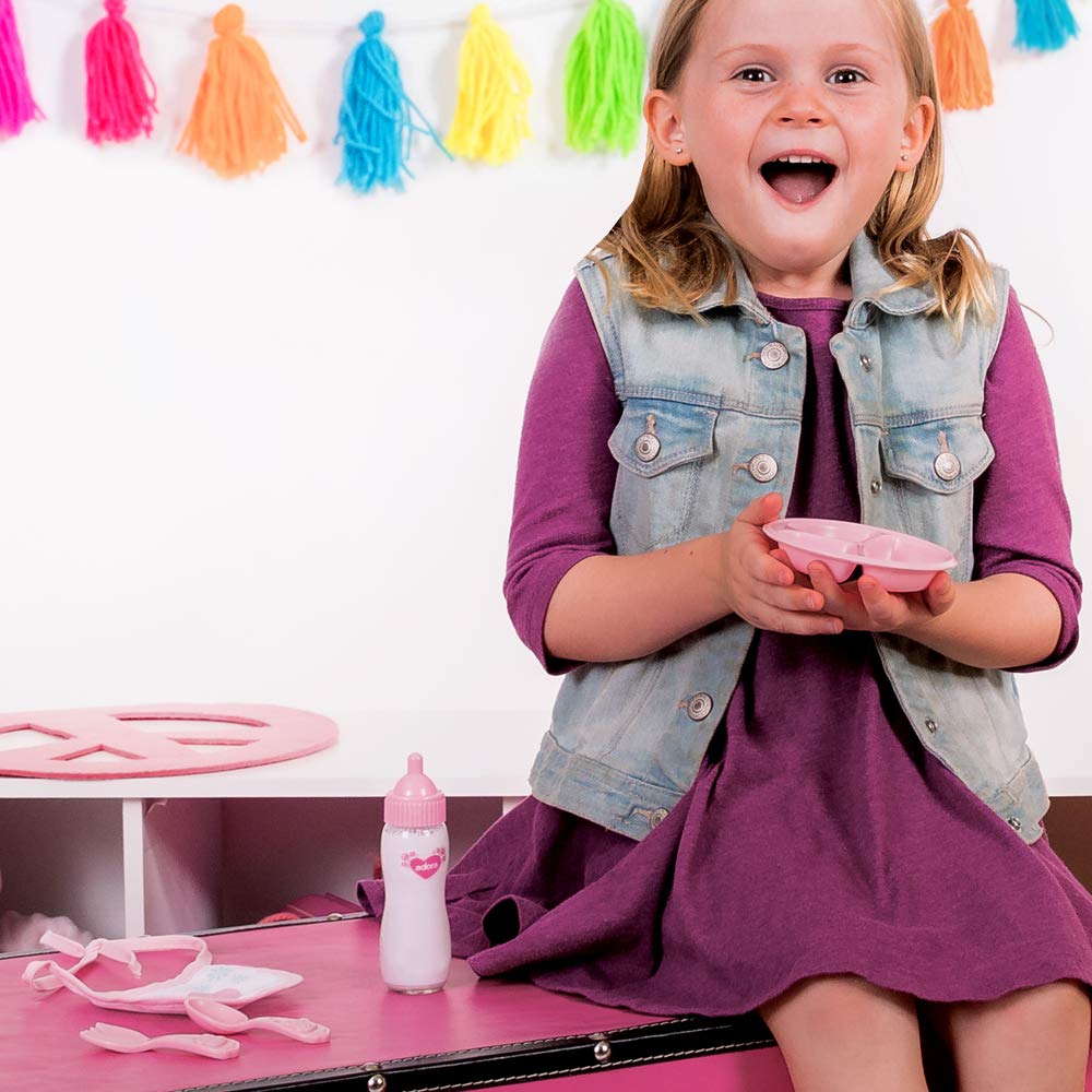 Adora Baby Doll Accessory and Magic Feeding Set, Includes Magic Plate, Disappearing Milk Bottle, Bib, Fork, and Spoon, Birthday Gift For Ages 2+