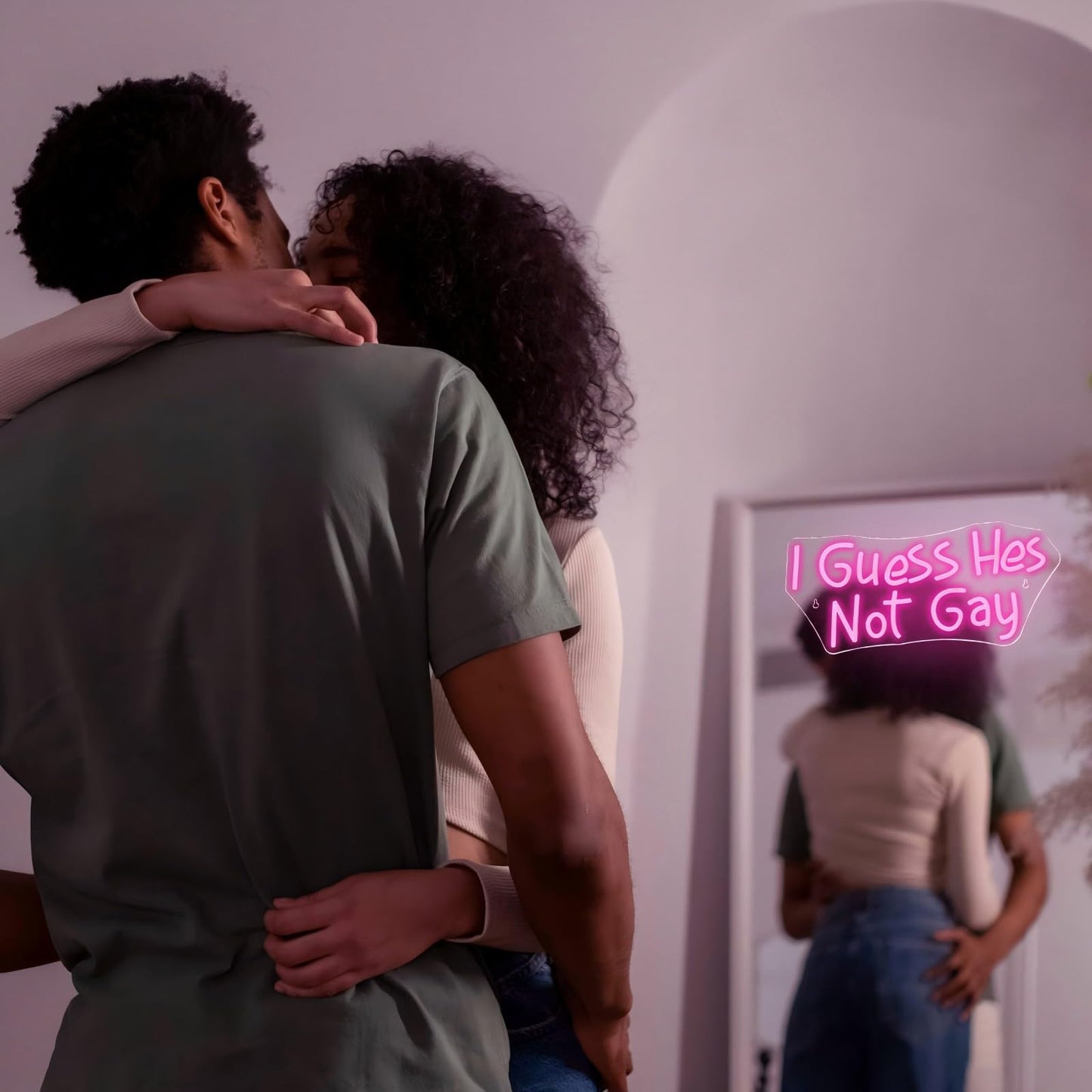 Ineonlife I Guess Hes Not Gay Neon Sign Pink Letter Neon Light Bar Neon Signs For Wall Decor Light Up Sign For Club Party Bedroom Living Room Man Cave Decoration Gifts