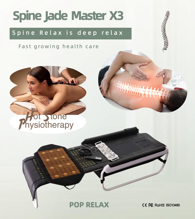 POP RELAX Far Infrared Jade Roller Automatic Thermal Therapy Massage Table Bed for Spinal Care Management Spinal Traction ...