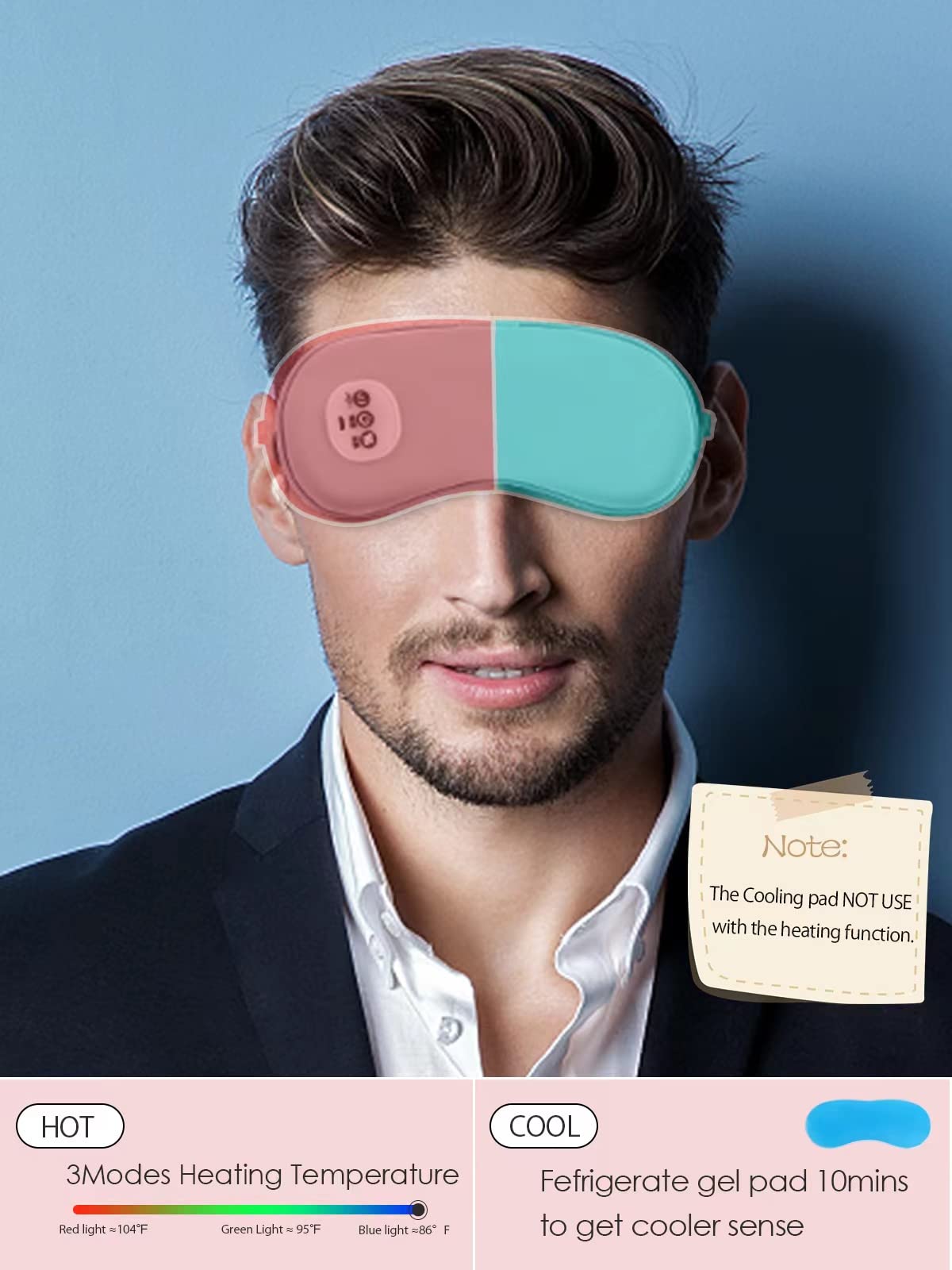 SandKing Wireless Heated Eye Massager with Cooling Eye Pad, Vibrating Heating Sleeping Mask for Men Women Kids -USB Charing Heated Eye Mask Electric for Dry Eyes, Relax,Travel