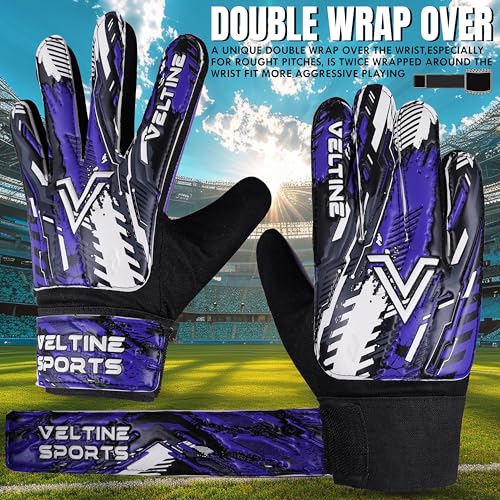 Veltine Sports Soccer Goalie Gloves for Kids Boys Children,Youth & Adult Football Goalkeeper Gloves with Double Wrist Prot...
