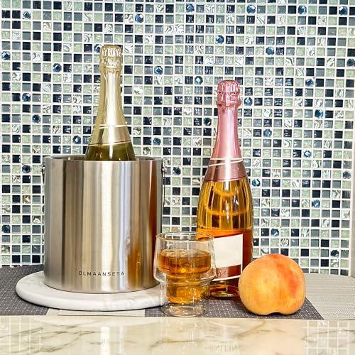 Olmaanseta Stainless Steel Ice Bucket For Parties With Lid And Ice Tongs,Insulated Wine Bucket With Strainer Keeps Drinks ...