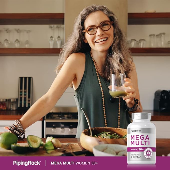 Piping Rock Women's Multivitamin 50 Plus | 100 Coated Caplets | Mega Multi Vitamin for Women | Non-GMO, Gluten Free Supplement