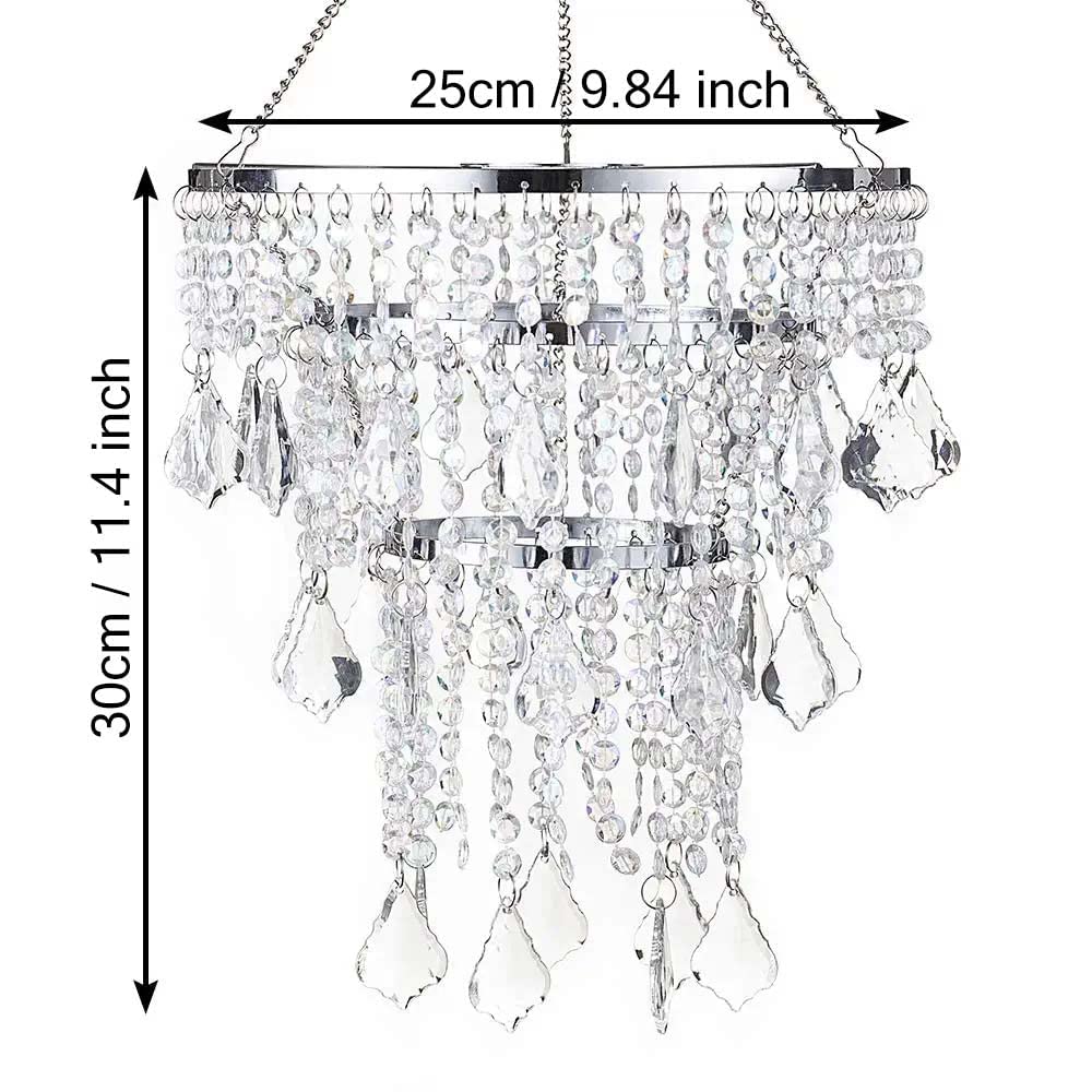 Sunli House Acrylic Chandeliers Lampshade - Mini Crystal Beaded Fixture - Pendant Ceiling Light Shade - For Wedding Bedroom Hallway Bathroom - Gold Chandelier H11.4X D9.84