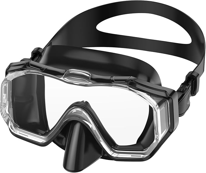 WSTOO Adults Swim Goggles with Nose Cover,HD 3-Window Wide Vision Lens Snorkel Diving Swimming Mask Anti-Fog&Leak