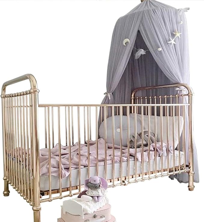 Bed Tent Net Mesh Bed Tent Stylish Breathable Canopy, Canopy Netting with Grey Pink Easy Setup for Bedroom Guest Room (Gray)