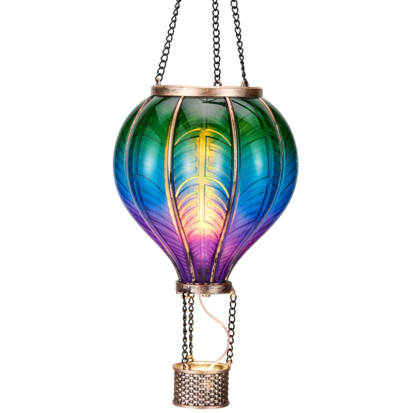 TERESAS COLLECTIONS Hot Air Balloon Solar Lantern, Flickering Flame Hanging Light, Multicolor Plastic, Model 1