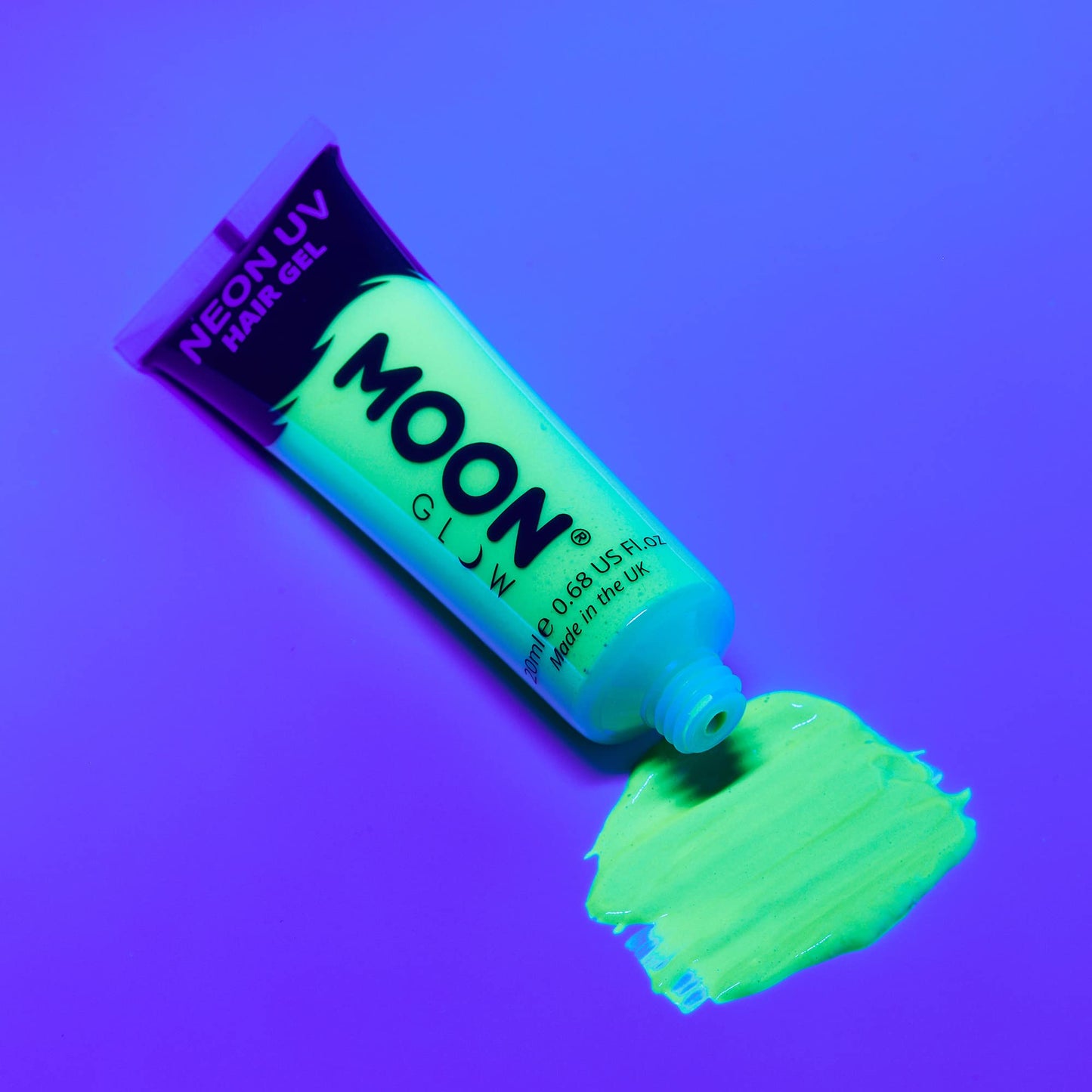 Moon Glow - Blacklight Neon UV Hair Gel - 0.67oz Intense Green - Temporary wash out hair color - Spike and Glow!